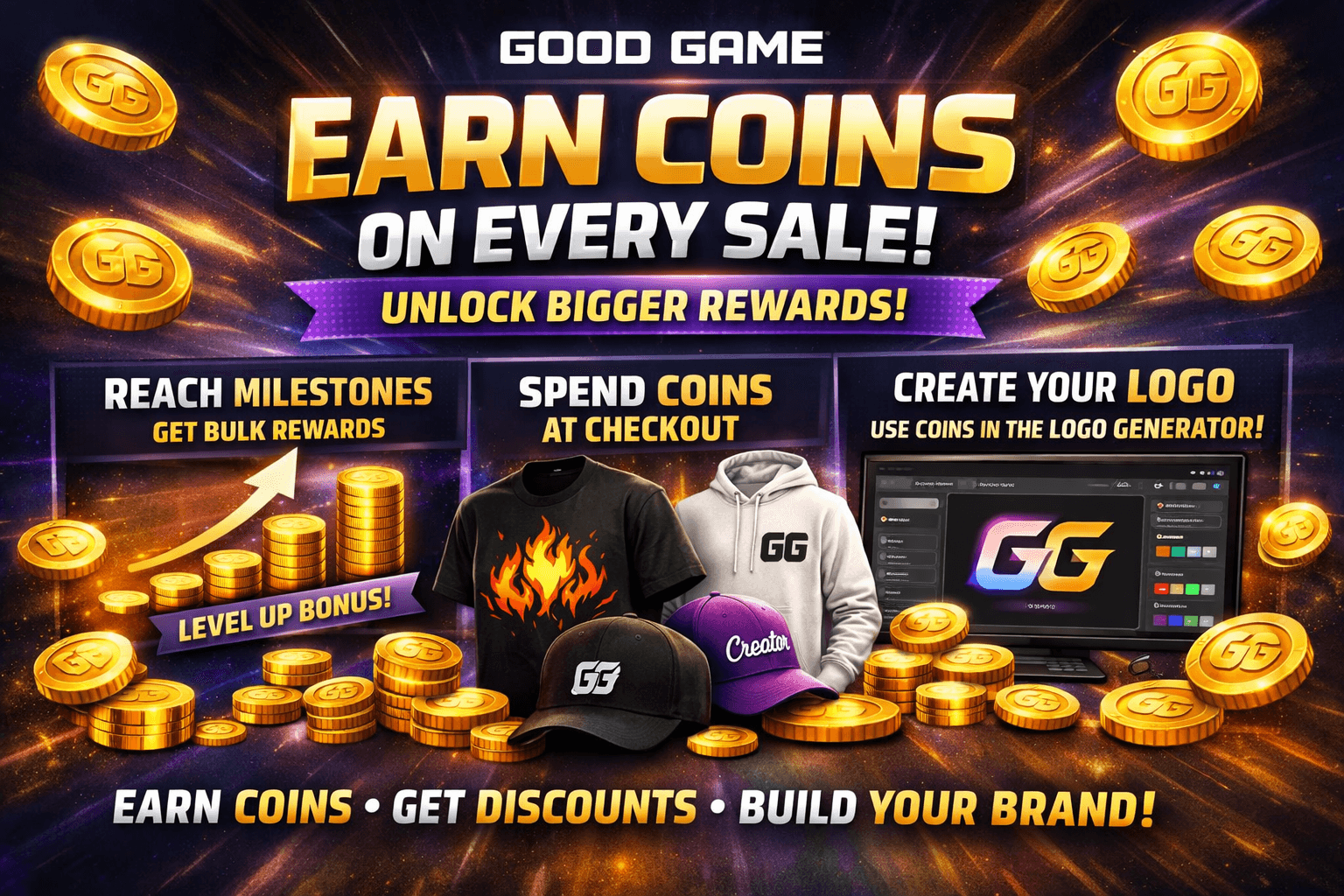 Good Game Apparel creator coins rewards system